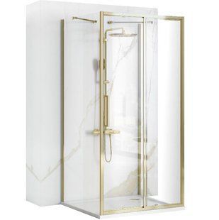 Душевая кабина Rea Rapid Slide 150x80 gold пристенная REA-KPL-09431, Золотой, Универсальная, прозрачный, золотой