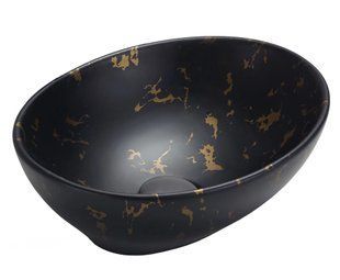 Умивальник Mexen Elza black marble matt накладний MEX-21014097, Черный матовый