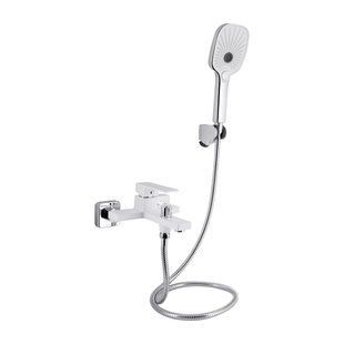 Смеситель для ванны Qtap Gemini (c душевым гарнитуром) QTGEM259CRW45683 Chrome/White, Белый