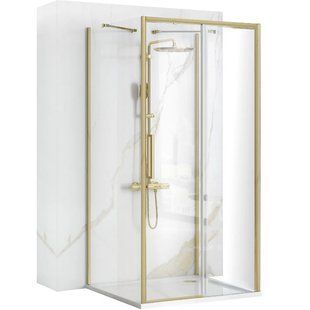 Душевая кабина Rea Rapid Slide 110x90 brushed gold пристенная REA-KPL-04711, Золотой, Универсальная, прозрачный, золотой