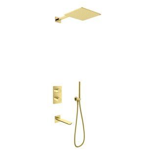 Душова система Kohlman Experience 25 gold з термостатом + BOX прихованого монтажу KPL-QW433EGDQ25, Золотий