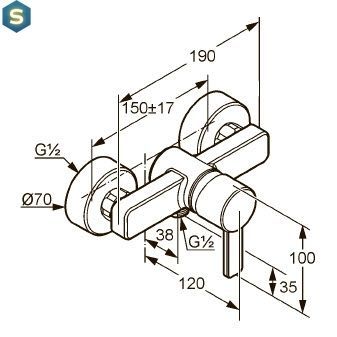 Змішувач для душу Kludi Zenta 388708675, Чорний/золото