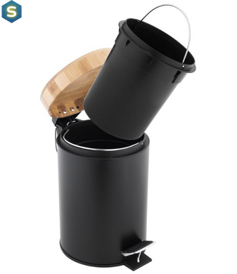 Кошик для сміття Yoka Bin Black Bamboo 3л. для ванної кімнати CH.BIN-BLK, Черный матовый