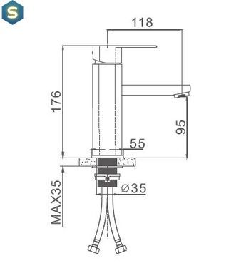 Смеситель для умывальника нержавейка гайка &Oslash;35 Frap 1/10 F10805, Нержавеющая сталь