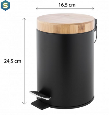 Кошик для сміття Yoka Bin Black Bamboo 3л. для ванної кімнати CH.BIN-BLK, Черный матовый