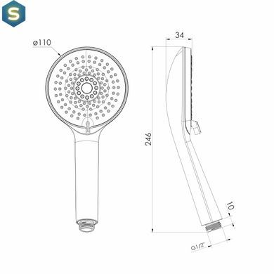 Ручний душ Imprese 110 мм, 4 режими black matt f03600110BE, Черный матовый