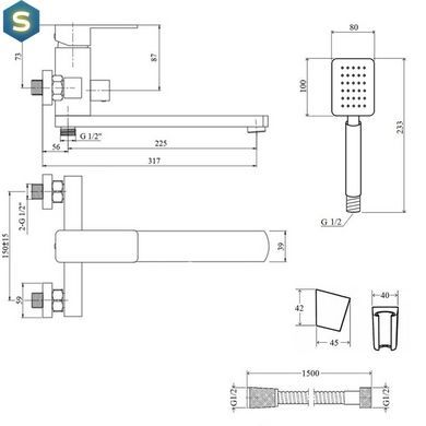 Змішувач для ванни Lidz (NKS) 10 30 005-1, Зелений матовий