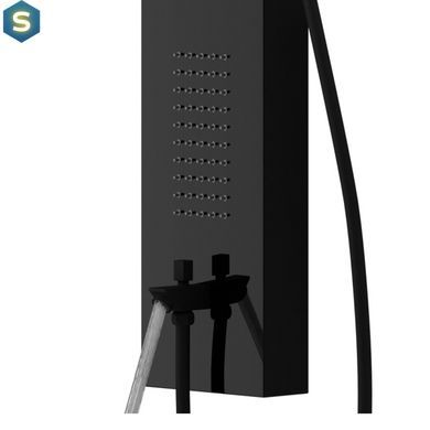 Душова панель Corsan Samsara black з виливом та термостатом S003TBLW, Черный матовый