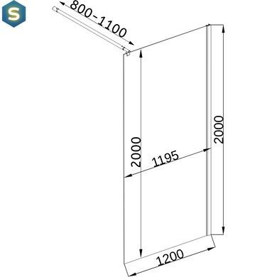 Душевая перегородка Bravo Lega 120ТB 120x200 см черный мат, Универсальная, прозрачный, черный матовый