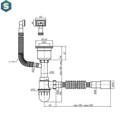 Сифон для кухонної мийки Kroner KRP Siphon - 021 3 1/2"- 50/40 мм CV026282, Графит
