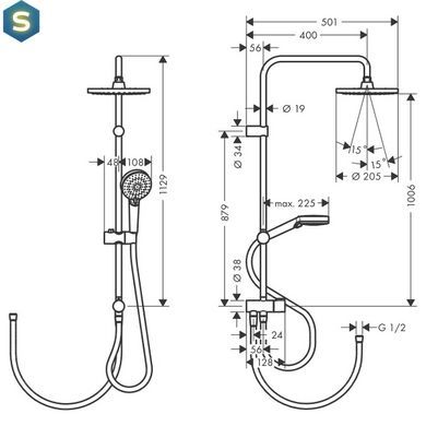 Душевая система Hansgrohe Vernis Blend Showerpipe Reno 220 26272000 хром