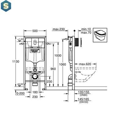 Інсталяція прихованого монтажу для унітазу 4 в 1 Grohe Rapid SL 38929000