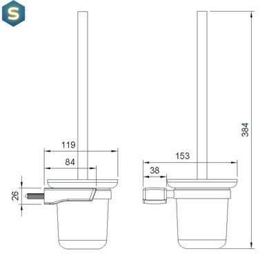 Йоржик для унітаза Imprese Grafiky ZMK04180826, Чорний/золото