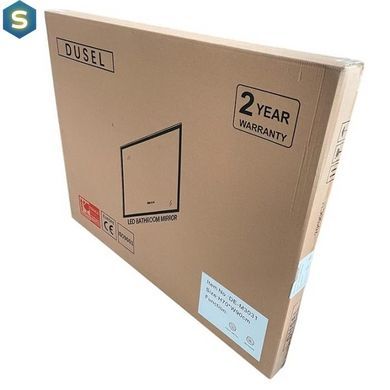 Дзеркало Dusel Led DE-M0065D Black 80x65 см сенсорне включення + підігрів годинник/темп, Чорний/золото