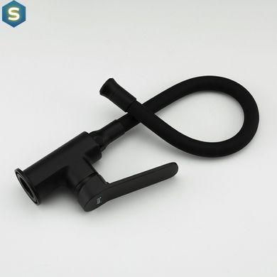 Смеситель для кухни Frap F4462 с гибким изливом, черный, Черный матовый