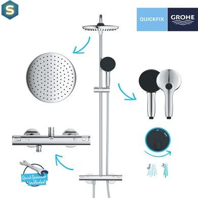 Душевая система термостатическая Grohe QuickFix Vitalio Comfort System 250 26677001, Хром