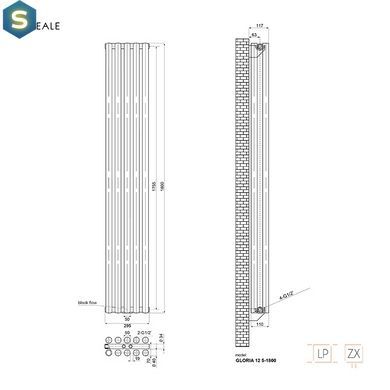 Радиатор дизайнерский Ideale Gloria 12 5/1800/295 антрацит, Антрацит