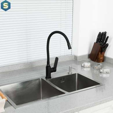 Смеситель для кухни Frap F4462 с гибким изливом, черный, Черный матовый