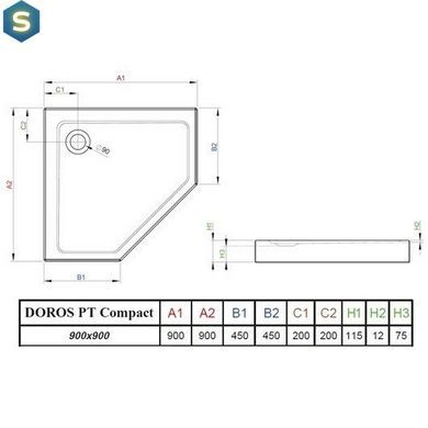 Душевой поддон Radaway Doros PT Compact 90x90 SDRPTP9090-05