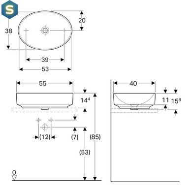 Умивальник Geberit Variform 55x40 500.771.01.2, Білий