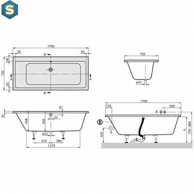 Ванна акрилова Villeroy & Boch Subway Duo 170x75 UBA170SUB2V-01