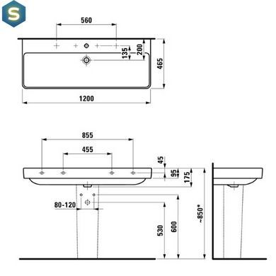 Умывальник Laufen Pro S 120x46 H8149650001041, Белый