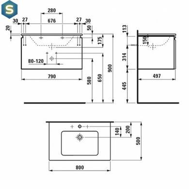 Тумба з умивальником 80 см Laufen Pro S H8609644631041, Білий