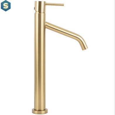 Смеситель для умывальника Rea Level brushed gold высокий REA-B6217, Золотой