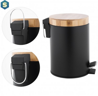 Кошик для сміття Yoka Bin Black Bamboo 3л. для ванної кімнати CH.BIN-BLK, Черный матовый
