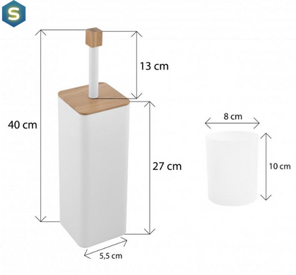 Йоршик для унітазу Yoka Amba White Bamboo PD.AMBA-WHT, Белый матовый