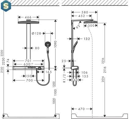 Душова система Hansgrohe Rainmaker Select Showerpipe 460 2jet з термостатом хром/білий 27109400