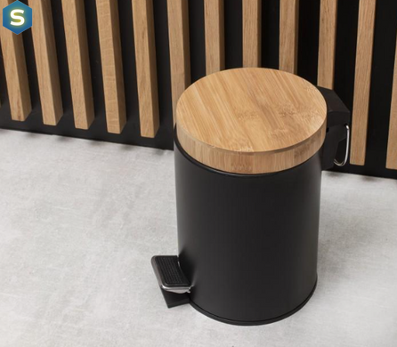 Кошик для сміття Yoka Bin Black Bamboo 3л. для ванної кімнати CH.BIN-BLK, Черный матовый