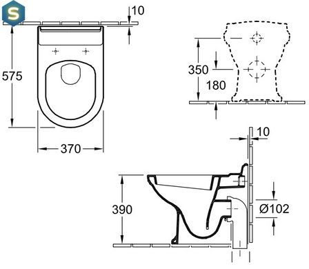 Унітаз підлоговий приставний Villeroy&Boch Hommage 666310R1, Білий