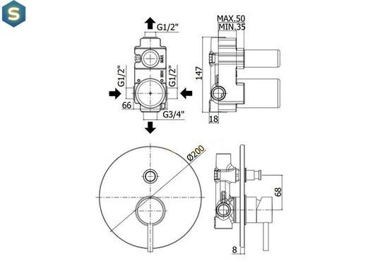 Смеситель скрытого монтажа Paffoni Light LIG 015 NO, Черный матовый