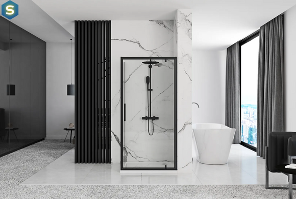 Душова кабіна Rea Rapid Swing 80x80 black REA-K6421 + REA-K6408, Черный матовый, Універсальна, прозорий, чорний матовий