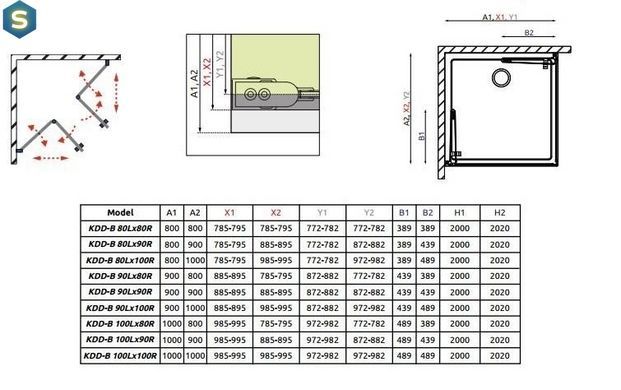 Душова кабіна Radaway Essenza New KDD-B 80Lx90Rx200 385070-01-01L+385071-01-01R