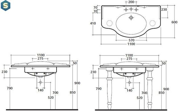 Умывальник Globo Paestum 110x60 PA022.BI, Белый