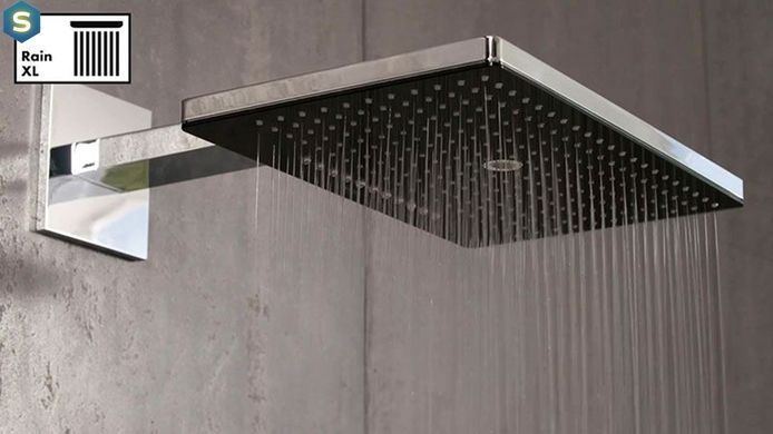 Верхній душ Hansgrohe Rainmaker Select 466х300 3jet хром/білий з кронштейном до стіни 24007400