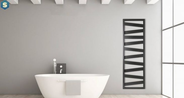 Рушникосушка водяна Zehnder Kazeane для закритих систем опалення сталева 1266 x 550 мм чорна (RB-130-050-9017), Черный матовый, бокове