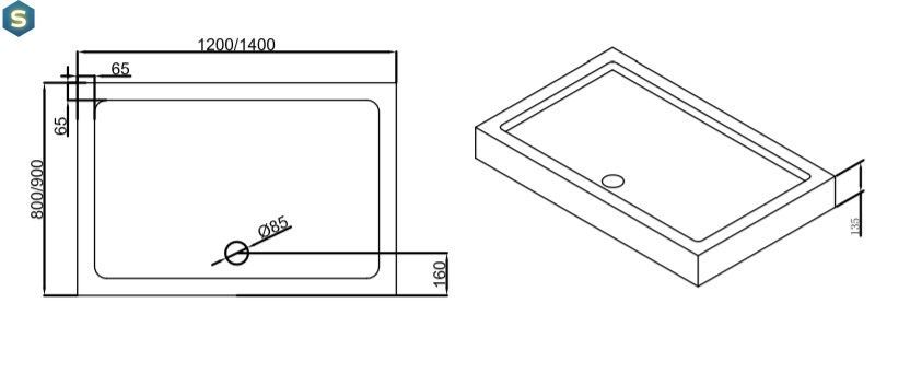 Піддон Dusel D104 120x80x13,5, Білий