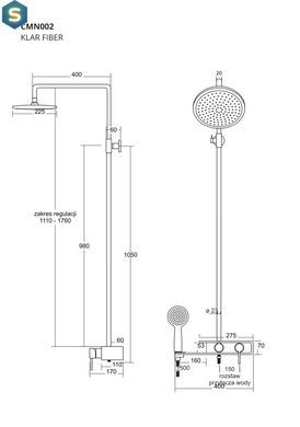 Душова система Corsan Klar Fiber хром White CMN002 BIAŁY, Хром