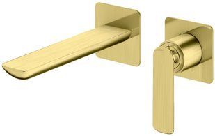 Смеситель для умывальника Kohlman Experience brushed gold + BOX скрытого монтажа QW180EGDB, Золотой