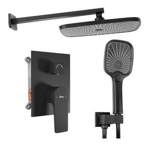 Душова система Rea Moby black + BOX прихованого монтажу REA-P2402, Черный матовый