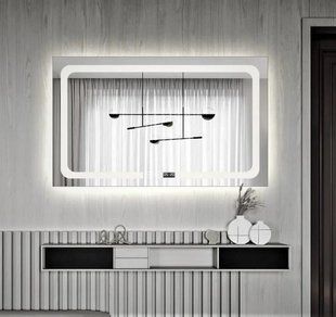 Дзеркало Dusel DE-M3001 65x80 см з годинником, Білий