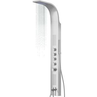 Душевая панель Corsan Samsara inox LED с изливом S003MSLLEDW, Нержавеющая сталь