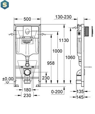 Інсталяція прихованого монтажу для унітазу 3 в 1 Grohe Rapid SL 38772001