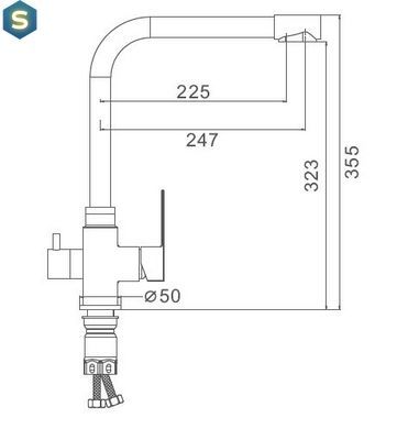 F43899-2 (H899) Змішувач для кухні нержавіюча сталь Г-гусак гайка &Oslash;35 Frap 1/10, Нержавіюча сталь