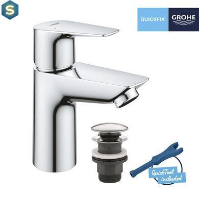 Змішувач для раковини Grohe QuickFix Start Edge S-Size 23898001 з донним клапаном, Хром