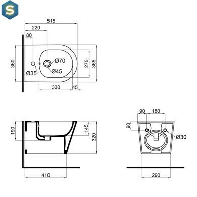 Биде подвесное Qtap Swan QT16555378W, Белый