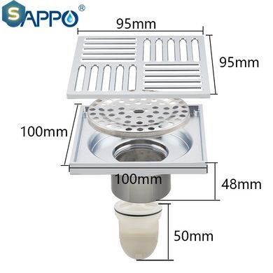 Трап для душу вертикальний Gappo G81051, латунь, 100х100 мм, хром